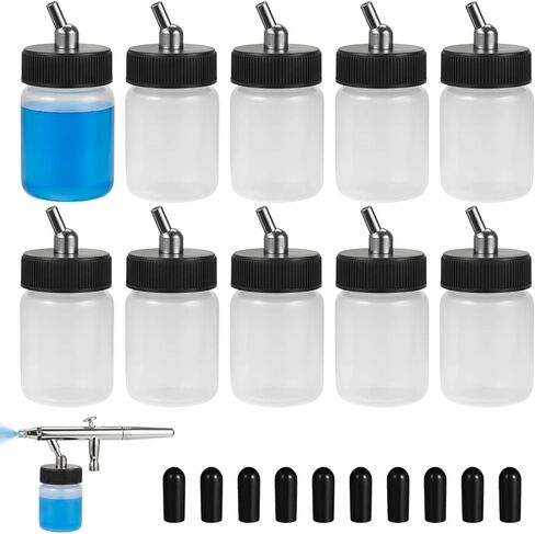 HUBEST 10PCS 22CC Airbrush Glass Bottles with Jar Caps for Master, Iwata Dual Action Airbrush in Saudi Arabia