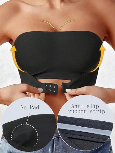 Strapless Bra for Women Non-Slip Silicone Padded Bandeau Bra Wireless Tube Top Bralette in Saudi Arabia