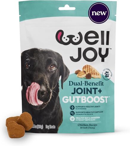 New! WellJoy Dog Treat Dental+ GutBoost | Helps Reduce Tartar | Freshens Breath | Dual-Benefit GutBoost Formulation | Vet Formulated | Made in USA | Made with Real Shredded Chicken | 24 Sticks in Kuwait