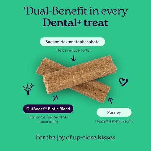 New! WellJoy Dog Treat Dental+ GutBoost | Helps Reduce Tartar | Freshens Breath | Dual-Benefit GutBoost Formulation | Vet Formulated | Made in USA | Made with Real Shredded Chicken | 24 Sticks in Saudi Arabia