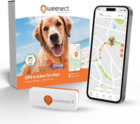 Weenect Dog XS - GPS Tracker for Dogs | Real-time GPS Tracking | Waterproof | Smallest Model on the Market | Operates with a Subscription in Kuwait