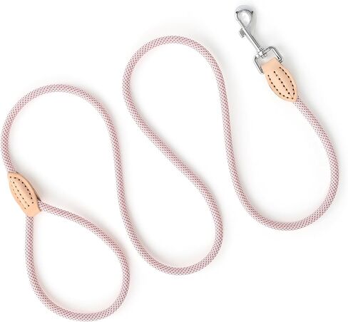 Mile High Life Small Dog Leash, Thin Lightweight Reflective Rope Leash with Genuine Leather Connection, Great for Small Medium Dogs (Pink, 48 Inch-1/3) in Kuwait