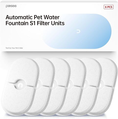 6-Pack Replacement Filters for PETSEE S1 Series Automatic Pet Water Fountain – Triple Filtration System, Removes Impurities & Hair, Easy to Use, Replace Every 4 Weeks in Kuwait