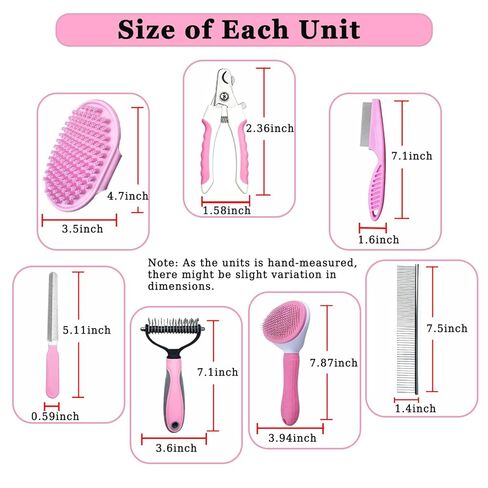 7PCS Dog Grooming Brush Kit for Shedding and Matted Fur, Self-Cleaning Slicker Brush with Undercoat Rake, Flea Comb for Long-Haired Pets, Pink in Saudi Arabia