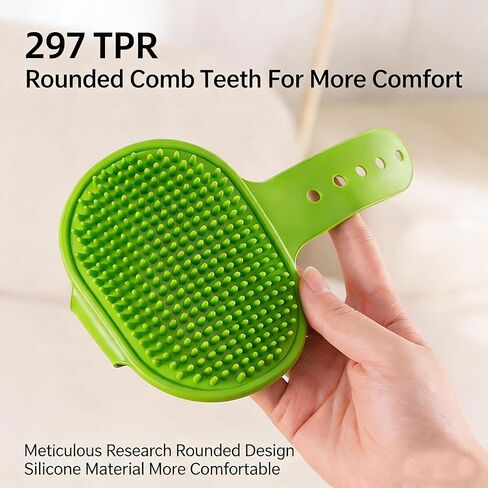 5-Pack Cat Self Groomer Brush with Adjustable Strap, Soft TPR Massage Grooming Pad with 297 Rounded Teeth, Fits 1.38-2.17in (35-55mm) Posts, Easy to Clean, Green in Kuwait