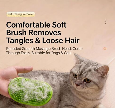5-Pack Cat Self Groomer Brush with Adjustable Strap, Soft TPR Massage Grooming Pad with 297 Rounded Teeth, Fits 1.38-2.17in (35-55mm) Posts, Easy to Clean, Green in Kuwait