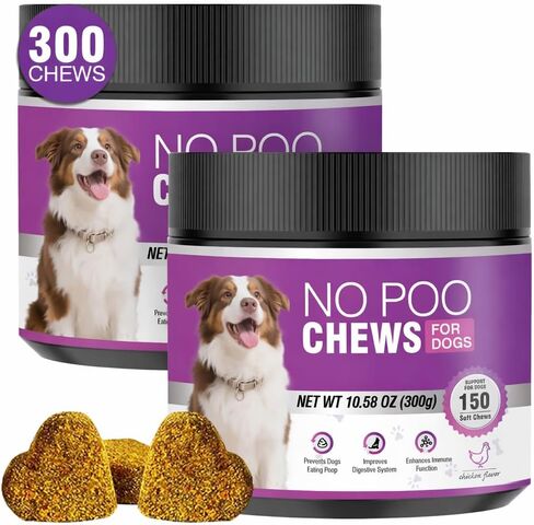 300 Chews No Poo Chews-No Poop Eating Deterrent for Dog-Coprophagia Deterrent for Dogs-Prevent Stop Dogs from Eating Poop Supplement with Digestive Enzymes&Probiotics-Breath Freshener-Chicken in Kuwait