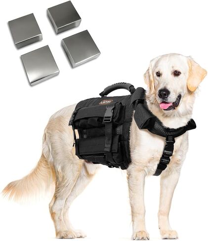 Weighted Dog Vest & Collar Set with Pockets, Includes 4 Removable 0.88 lb Weight Blocks, Dog Training Gear for Exercise Walking & Conditioning, Muscle Building with Medium & Large Dogs (M) in Kuwait
