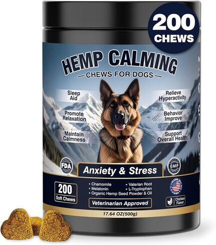 Calming Chews for Dogs 200ct, Dog Calming Chews - Anxiety and Stress Relief Treats Melatonin Bites Sleep Aid for Small/Medium/Large Dogs Calm Dog - Separation, Fireworks, Thunder, Barking - Chicken in Saudi Arabia