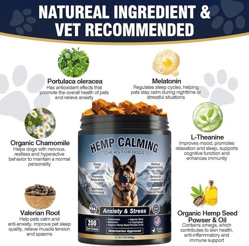 Calming Chews for Dogs 200ct, Dog Calming Chews - Anxiety and Stress Relief Treats Melatonin Bites Sleep Aid for Small/Medium/Large Dogs Calm Dog - Separation, Fireworks, Thunder, Barking - Chicken in Saudi Arabia