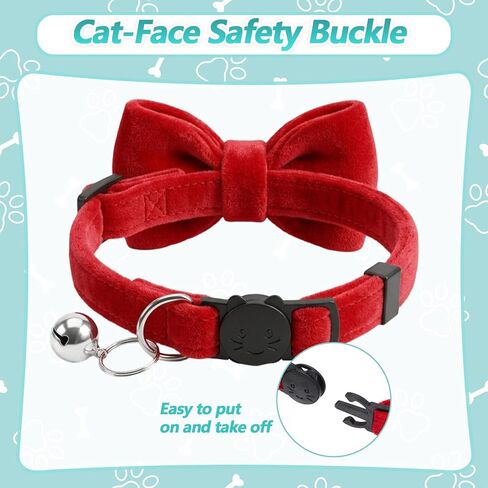 Amaxiu 6 Pack Cat Collars with Bow Tie and Bell, Velvet Cat Collars Cute Cat Bow Tie Collar Solid Color Removable Cats with Safety Buckle for Cats Kitten Puppy Pet Accessories in Kuwait