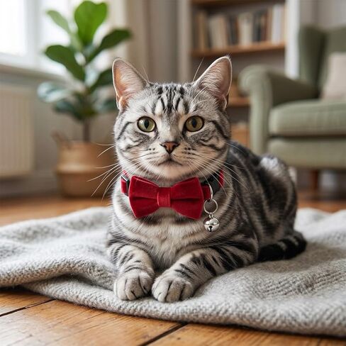 Amaxiu 6 Pack Cat Collars with Bow Tie and Bell, Velvet Cat Collars Cute Cat Bow Tie Collar Solid Color Removable Cats with Safety Buckle for Cats Kitten Puppy Pet Accessories in Kuwait