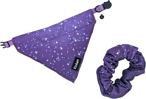 2-Piece Matching Cat & Owner Set – Galaxy Bandana & Scrunchie, Cute Pet & Human Outfit, Adjustable Cat Bandana, Soft Fabric, Gift for Cat Lovers in Kuwait