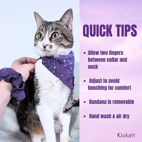 2-Piece Matching Cat & Owner Set – Galaxy Bandana & Scrunchie, Cute Pet & Human Outfit, Adjustable Cat Bandana, Soft Fabric, Gift for Cat Lovers in Kuwait