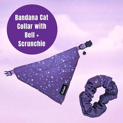 2-Piece Matching Cat & Owner Set – Galaxy Bandana & Scrunchie, Cute Pet & Human Outfit, Adjustable Cat Bandana, Soft Fabric, Gift for Cat Lovers in Kuwait