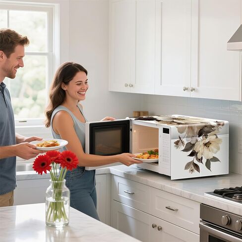 Microwave Dust Proof Cover Anti-Oil Dustproof Home Decor with Autumn Flower Pattern, Decorative Kitchen Anti-Oil Dustproof Home Decor (Flower B) in Saudi Arabia