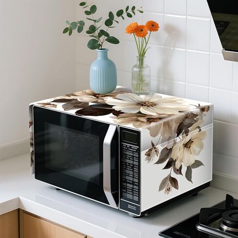 Microwave Dust Proof Cover Anti-Oil Dustproof Home Decor with Autumn Flower Pattern, Decorative Kitchen Anti-Oil Dustproof Home Decor (Flower B) in Saudi Arabia