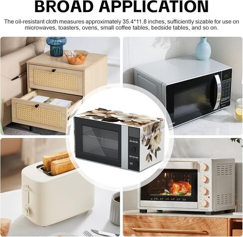 Microwave Dust Proof Cover Anti-Oil Dustproof Home Decor with Autumn Flower Pattern, Decorative Kitchen Anti-Oil Dustproof Home Decor (Flower B) in Saudi Arabia