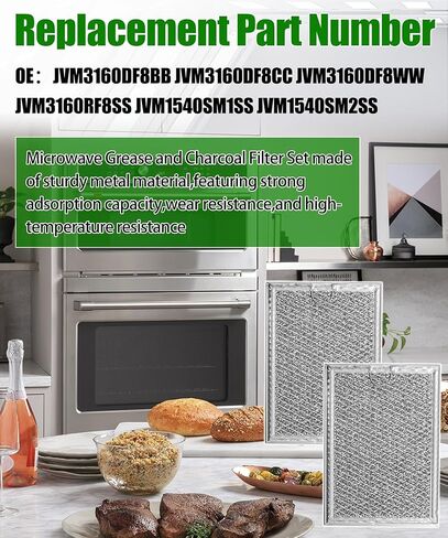 2 حزمة من مرشح الشحوم الميكروويف يناسب GE JVM3160DF8BB JVM3160DF8CC JVM3160DF8WW، JVM3160RF8SS، JVM1540SM1SS، JVM1540SM2SS، 7.48 بوصة و5.04 بوصة in Kuwait