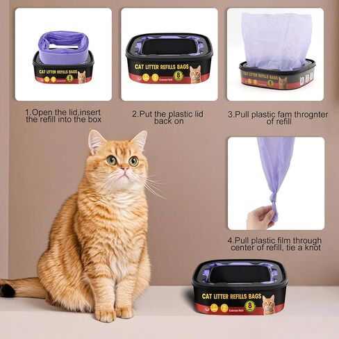 استبدال أكياس إعادة تعبئة فضلات القطط - 12 عبوة من أجل Litter Genie Standard، Plus، Style، XL+ دلاء، حاجز رائحة مكون من 7 طبقات للحفاظ على الرائحة، متينة ومضادة للتسرب، عبوات سهلة التحميل in Kuwait