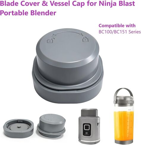 Blade Cover And Vessel Cap for Ninja Blast Portable Blender - Compatible with BC100/BC151 Series, 2-in-1 Replacement Parts, Food Grade, Leakproof, Dishwasher Safe in Kuwait
