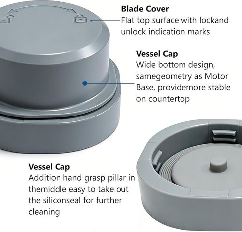 Blade Cover And Vessel Cap for Ninja Blast Portable Blender - Compatible with BC100/BC151 Series, 2-in-1 Replacement Parts, Food Grade, Leakproof, Dishwasher Safe in Kuwait