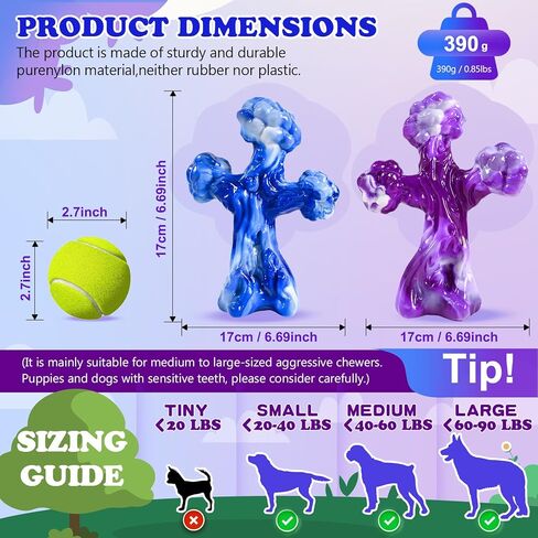 2Pack Dog Chew Toys for Aggressive Chewers, Indestructible Interactive Dog Bone Nylon Toys for for Medium Large Breed 20-90lbs, Chew Toy to Keep Them Busy, Bacon Flavored (Blue Purple) in Kuwait