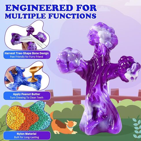2Pack Dog Chew Toys for Aggressive Chewers, Indestructible Interactive Dog Bone Nylon Toys for for Medium Large Breed 20-90lbs, Chew Toy to Keep Them Busy, Bacon Flavored (Blue Purple) in Kuwait