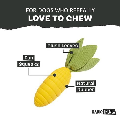 لعبة Barkbox Corn to Run للكلاب | ذرة مطاطية طبيعية معطرة بالكريمة مع أوراق قطيفة ثراشي وأصوات زقزقة | لعبة المضغ والارتداد للكلاب الكبيرة in Kuwait