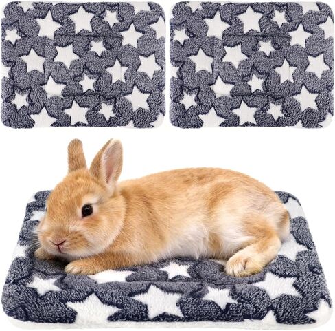 2 Pcs Bunny Bed, Washable Rabbit Bed, Double-Sided Fleece Sleeping Pad for Guinea Pig, Dwarf Rabbit, Chinchilla, Ferret, Hamster, Warm Small Animal Cage Mat, 13x10in, Pink Heart in Kuwait