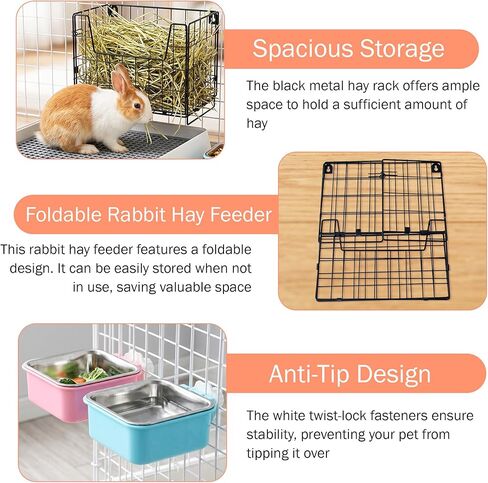 Rabbit Litter Box with Hay Feeder Bunny Litter Tray Disposable Cage Liner Bunny Feeder Bowls Guinea Pig Toilet Training Potty Tray with Grate for for Guinea Pigs, Chinchilla, Ferret, Galesaur in Kuwait