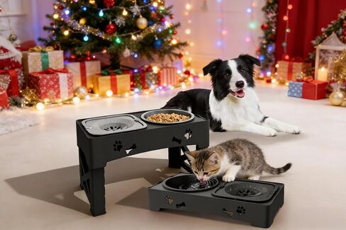 Kaiyue 2-in-1 Elevated Slow Feeder Dog Bowls Stand with No Spill Water Bowl, 5 Height Adjustable Raised Dog Bowls ，Non-Skid Pet Food Feeding Set for Small to Large Dogs in Kuwait