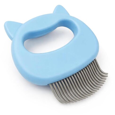 مشط تدليك شل لإزالة شعر الحيوانات الأليفة الأصلي من Cat-Face - أداة تهذيب ناعمة وإزالة الشعر (أزرق) in Kuwait