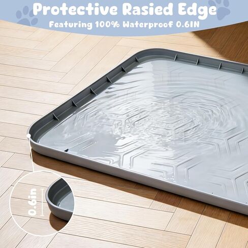 JUJOMAT Cat Litter Box Mat, 34"×22" Large Silicone Cat Litter Trapping Mat Non-Slip Gray Kitty Litter Mat for Indoor Cats, Waterproof Pet Food Mats Easy to Clean & Soft on Kitty Paws in Kuwait