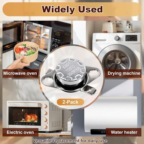 2 حزمة KSD1 120 مصهر حراري للميكروويف، مصهر حراري متوافق مع باناسونيك، بديل لـ NN-SU686S، NN-SC668S، EM-S7560W، حماية من الحرارة الزائدة in Kuwait