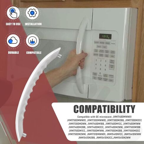 WB15X10224 Microwave Oven Door Handle for GE Microwave JVM17, LVM17, JNM1731, JVM1540, JNM1541, EVM1750DM, HVM1540, HVM1750 Series, Replace EA1480986 PS1480986 AP3993827 AH1480986 in Kuwait
