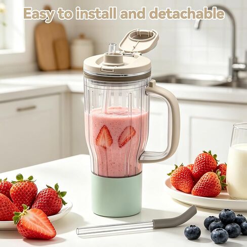 2 Pcs Replacement Straw for Ninja BlendBOSS Personal Smoothie Blender Tumbler, Reusable Straws With Cleaning Brush Compatible With Ninja BlendBOSS Travel Tumbler (Stone Mint) in Kuwait