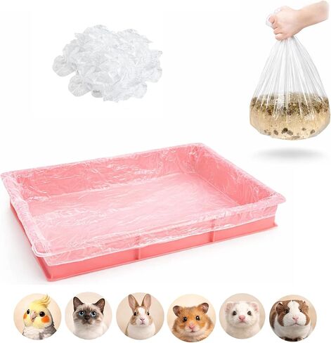 Disposable Cage Liners 50PCS, Plastic Litter Liner Bag for Cage, Cage Toilet Film Cover Litter Liner Bags for Small Animals as Guinea Pig, Hamster, Hedgehog, Bunny, Bird, Rabbit (S(23.6 * 31.5'')) in Kuwait