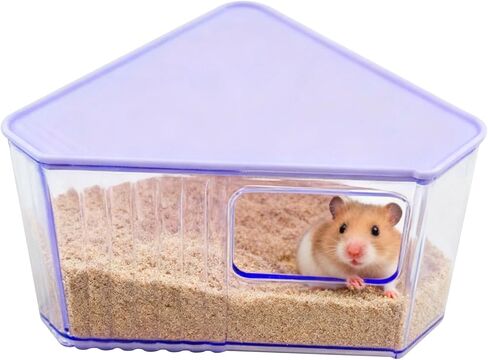 Hamster Toilet Sand Bath Box,Small Animal Bathroom & Digging Room Hamster Sand Bath Container Acrylic Critter's Sand Bath Shower Room Dwarf Syrian Rat Hideaway Gerbil, SyrianHamster,Guinea Pigs in Kuwait