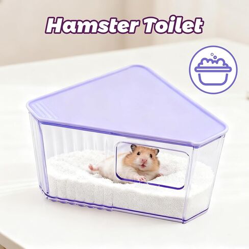 Hamster Toilet Sand Bath Box,Small Animal Bathroom & Digging Room Hamster Sand Bath Container Acrylic Critter's Sand Bath Shower Room Dwarf Syrian Rat Hideaway Gerbil, SyrianHamster,Guinea Pigs in Kuwait