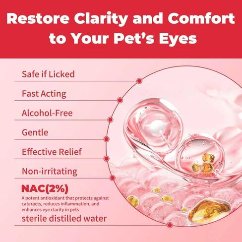 Cataract Eye Drops for Dogs – Improve Vision Clarity & Comfort, Preservative-Free, Natural Formula, 1.69 fl oz (50 mL) for Dogs and Cats in Kuwait