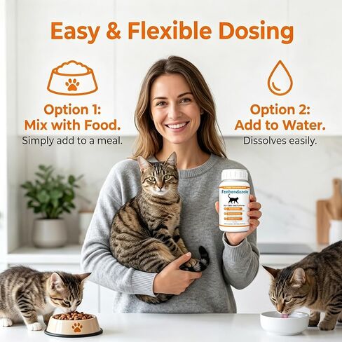 Cat Dewormer Liquid for Cats & Kittens, Fenbendazole Broad Spectrum for Tapeworms, Roundworms & Hookworms, Supports Intestinal Health, 120ml in Kuwait