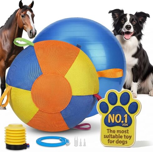 Herding Ball for Dogs Indestructible Giant Egg Large Horse Toys Durable Outside Play Big Calming Jumbo the Mellow Dog Soccer with Straps Yard Linflatable Balls Tetherball Water Yard (Large) in Kuwait