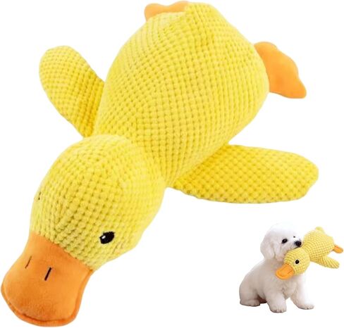 Dog Plush Chew Squeak Toy Duck Latest Version Interactive Toy Dog Pillow Toy to Keep Puppies Entertained (Yellow, Large) in Kuwait