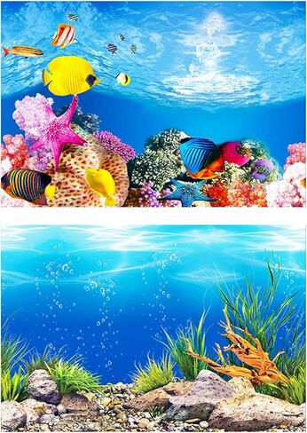 Double Sided Fish Tank Background 12 x 20 Inches for Fish Tanks Aquarium Backgrounds Decorative Poster Paper Sticker Waterproof Fish Tank Wallpaper in Kuwait