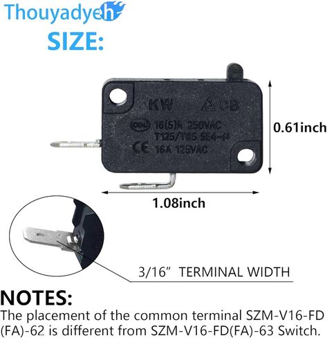 3B73362F SZM-V16-FA-63 مفتاح باب الميكروويف لفرن الميكروويف LG GE SZM-V16-FD-63 3B73362F PS3522738 (مفتوح عادة) (عبوة واحدة) in Kuwait