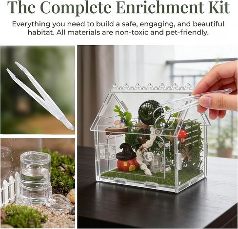 Jumping Spider Enclosure Accessories, 15PCS Decor Kit with Tarantula Habitat Hide Climbing Ledge Water Dish for Spider Tank Decorations in Kuwait