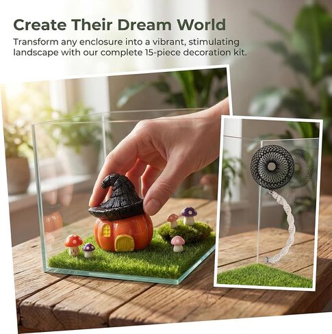 Jumping Spider Enclosure Accessories, 15PCS Decor Kit with Tarantula Habitat Hide Climbing Ledge Water Dish for Spider Tank Decorations in Kuwait