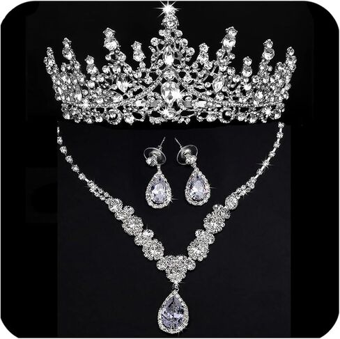 COCIDE Tiaras and Crowns for Women Tiaras Earrings Necklace Crystal Bridal Jewelry Set Costume Party Halloween Prom Pageant Jewelry for Women Quinceanera Wedding Bridgerton Dress coronas para 15 años in Saudi Arabia