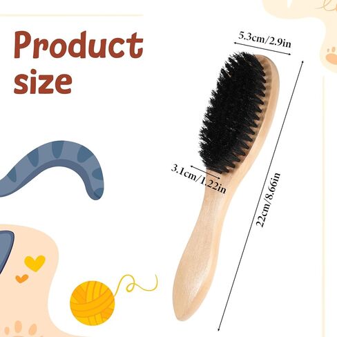 Boar Bristle Cat Brush Pet Soft Brush with Wood Handle Hair Dog Brushes for Short Haired Dogs Soft Cat and Dog Grooming Brushes for Short Hair Cats Small Dogs Gentle Massage Dandruff Removal in Kuwait